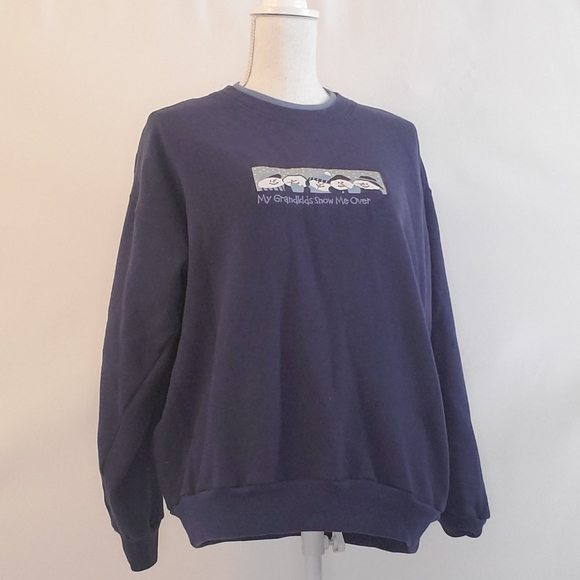 🌟 3 for $15 Deal! 🌟Blue white snowman grandkids sweater sweatshirt PL - Picture 2 of 6